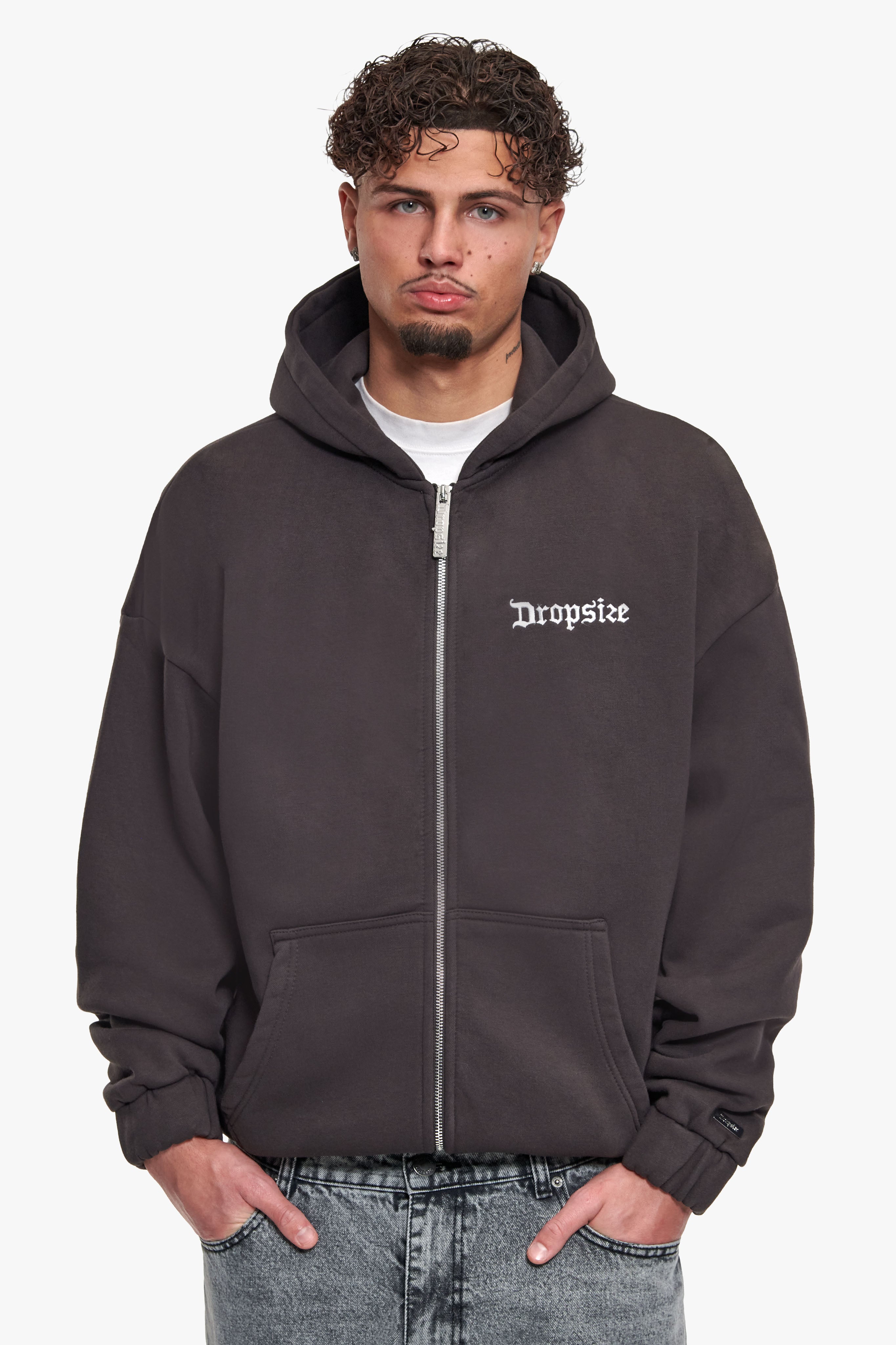 OVERSIZE BLANK ZIP HOODIE WASHED BLACK