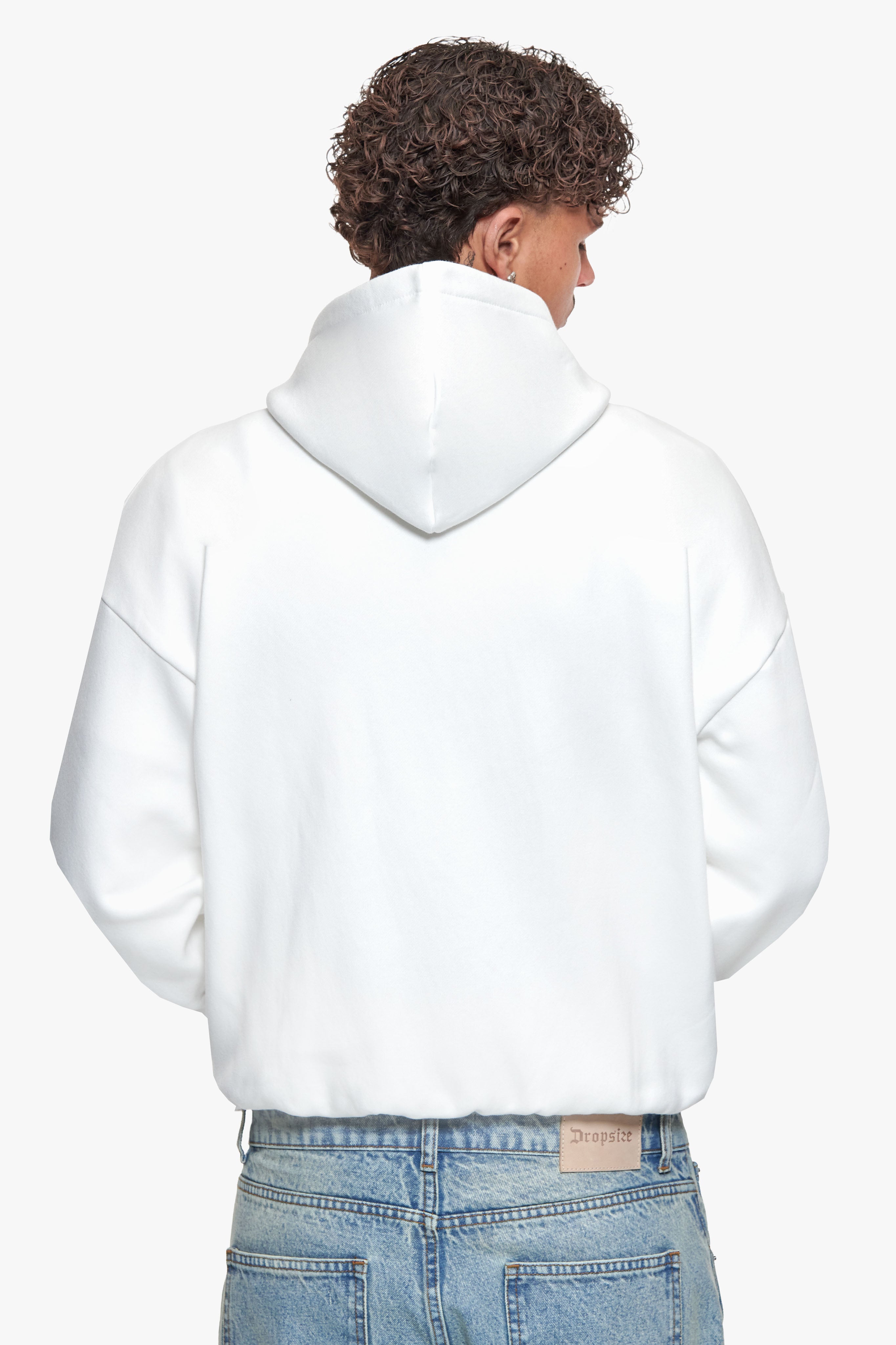 SUPER HEAVY OVERSIZE BLANK ZIP HOODIE WASHED WHITE
