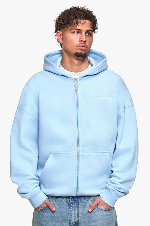 SUPER HEAVY OVERSIZE LOGO ZIP HOODIE BABY BLUE