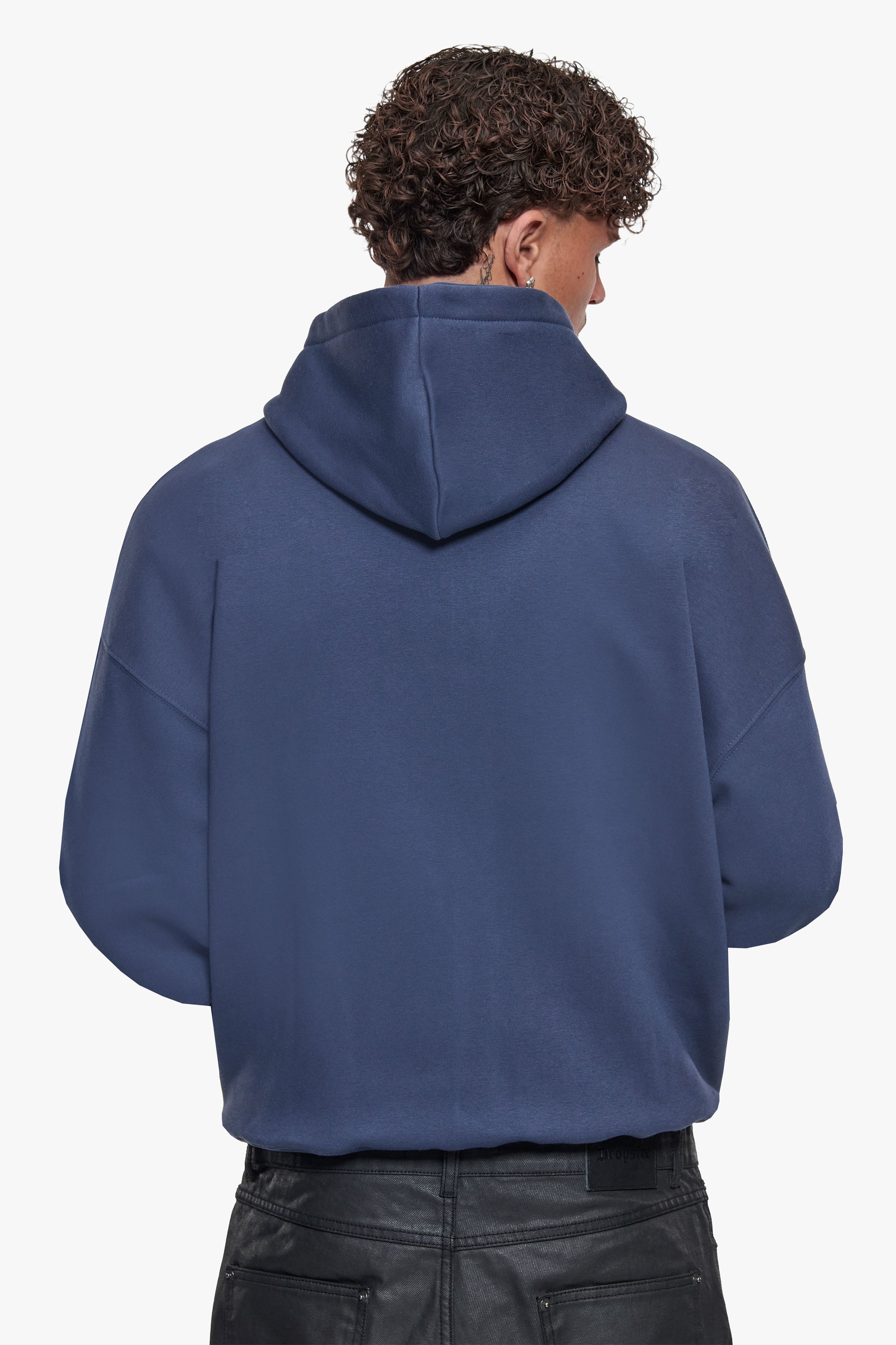 HEAVY OVERSIZE LOGO ZIP HOODIE DARK BLUE