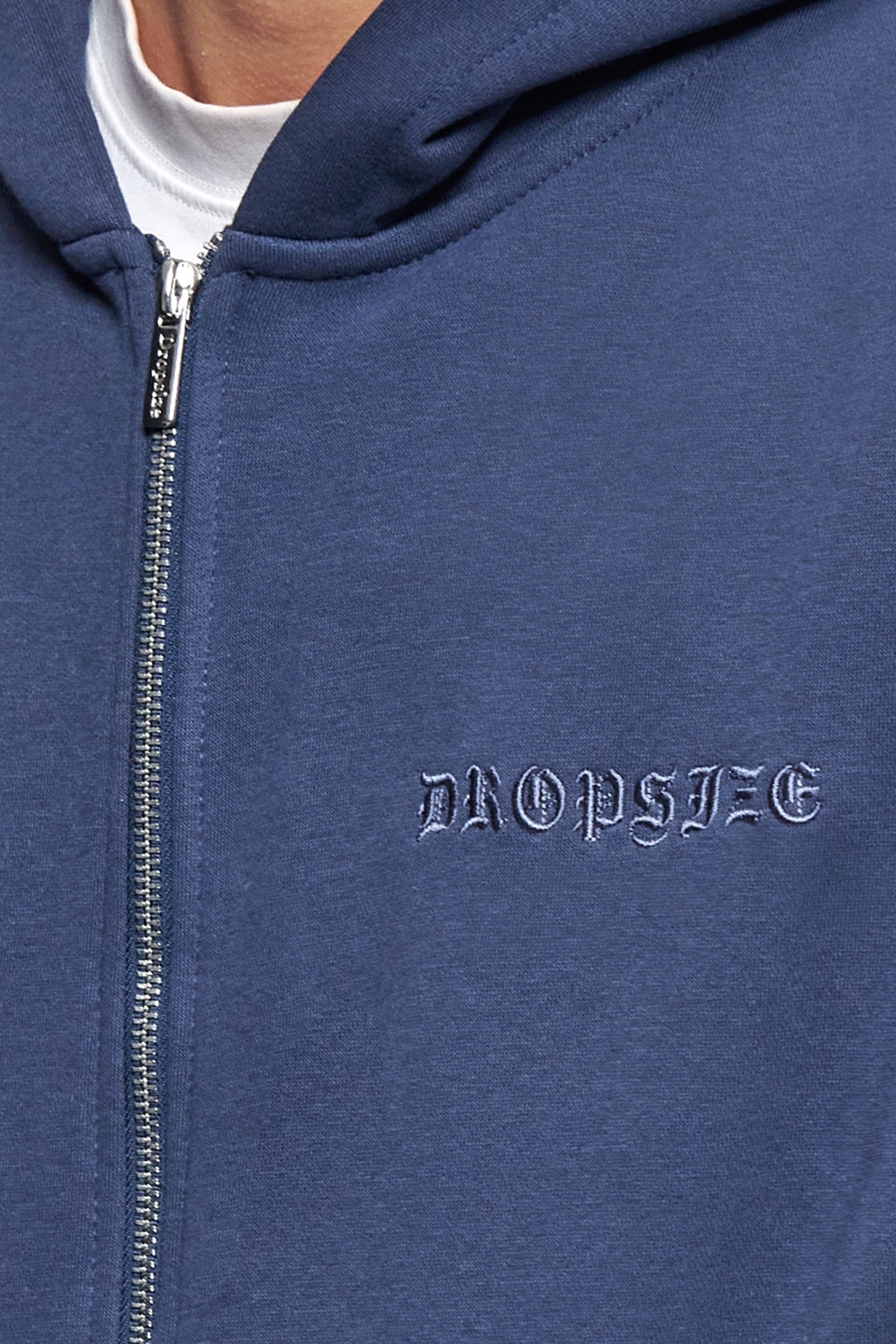 HEAVY OVERSIZE LOGO ZIP HOODIE DARK BLUE