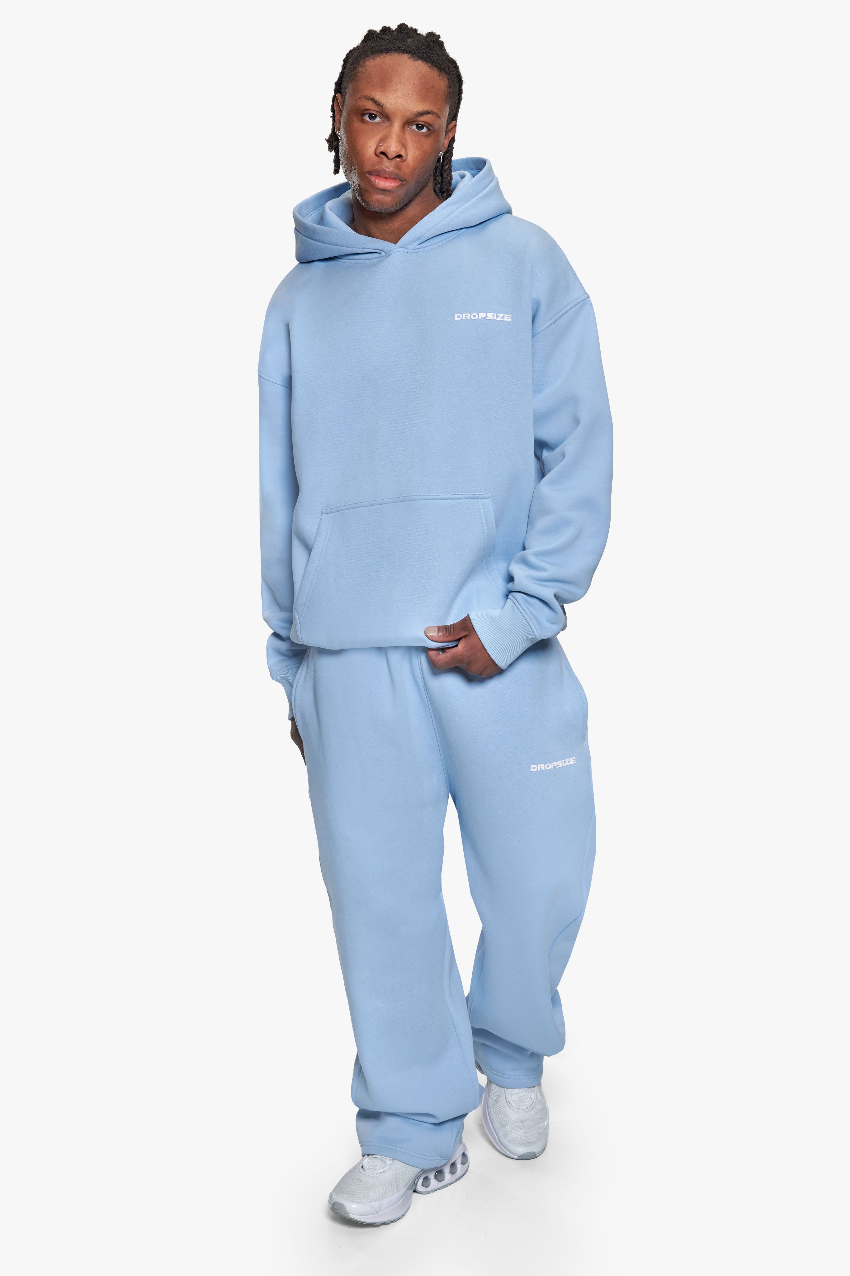 SLEEK LOGO OPEN LEG JOGGER BABY BLUE