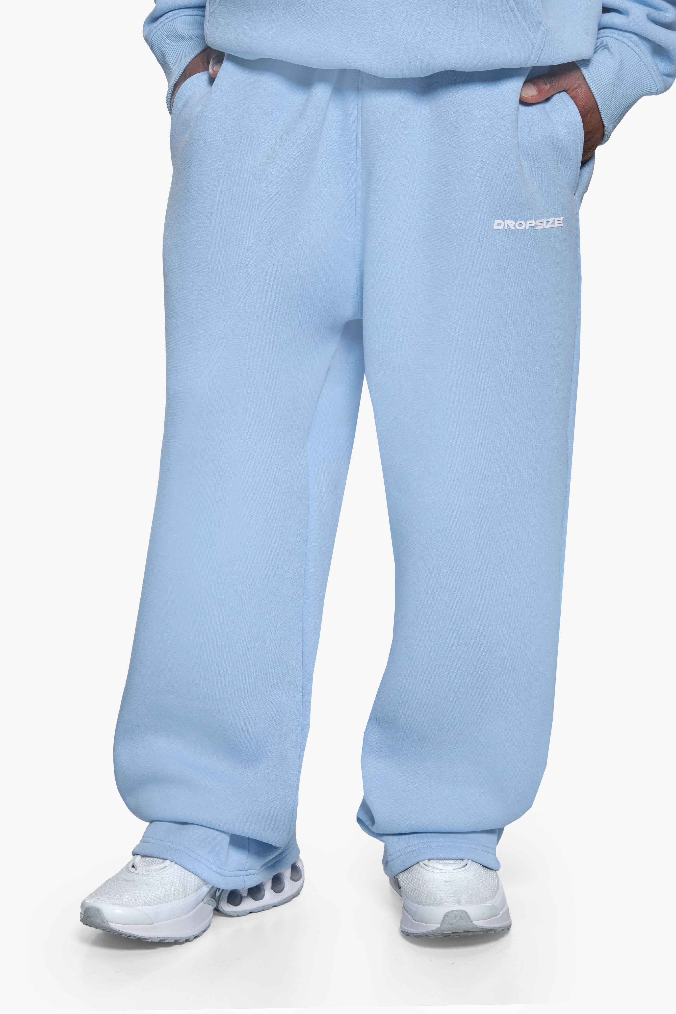 SLEEK LOGO OPEN LEG JOGGER BABY BLUE