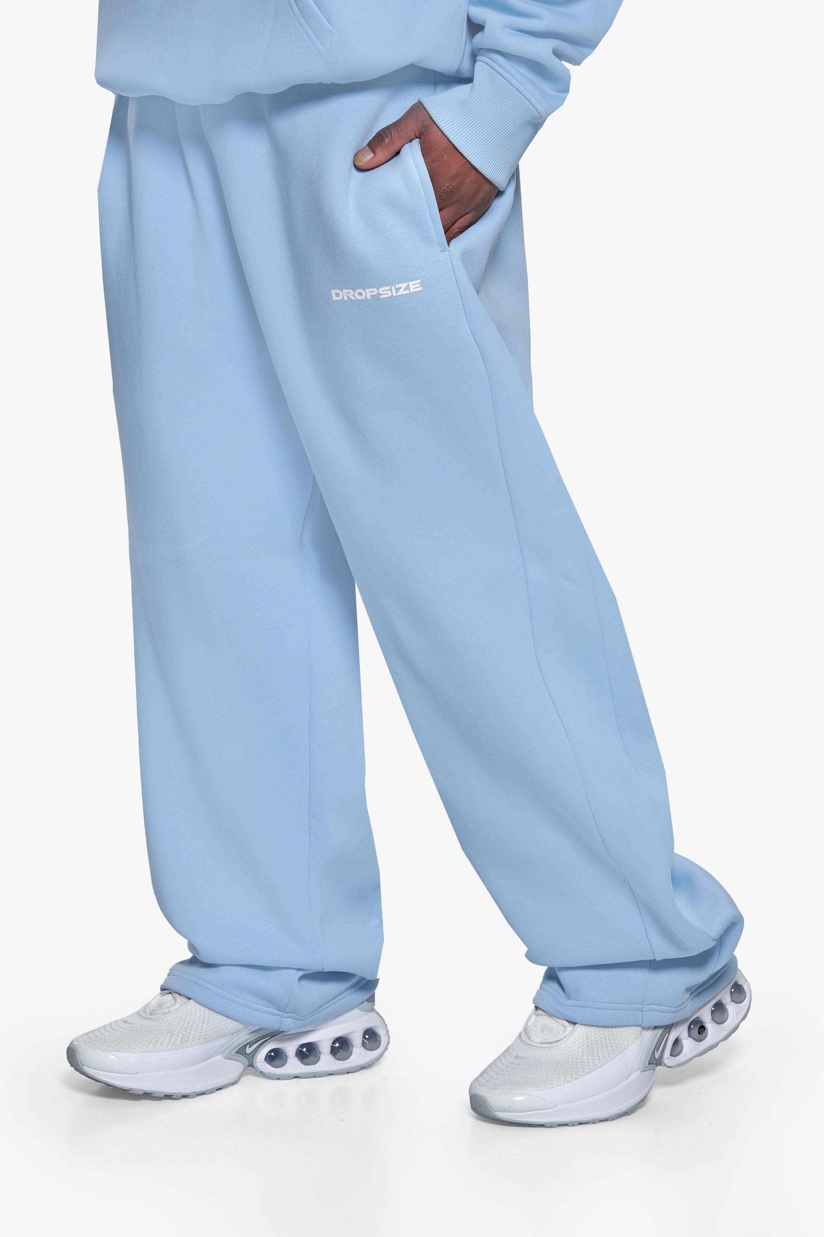 SLEEK LOGO OPEN LEG JOGGER BABY BLUE