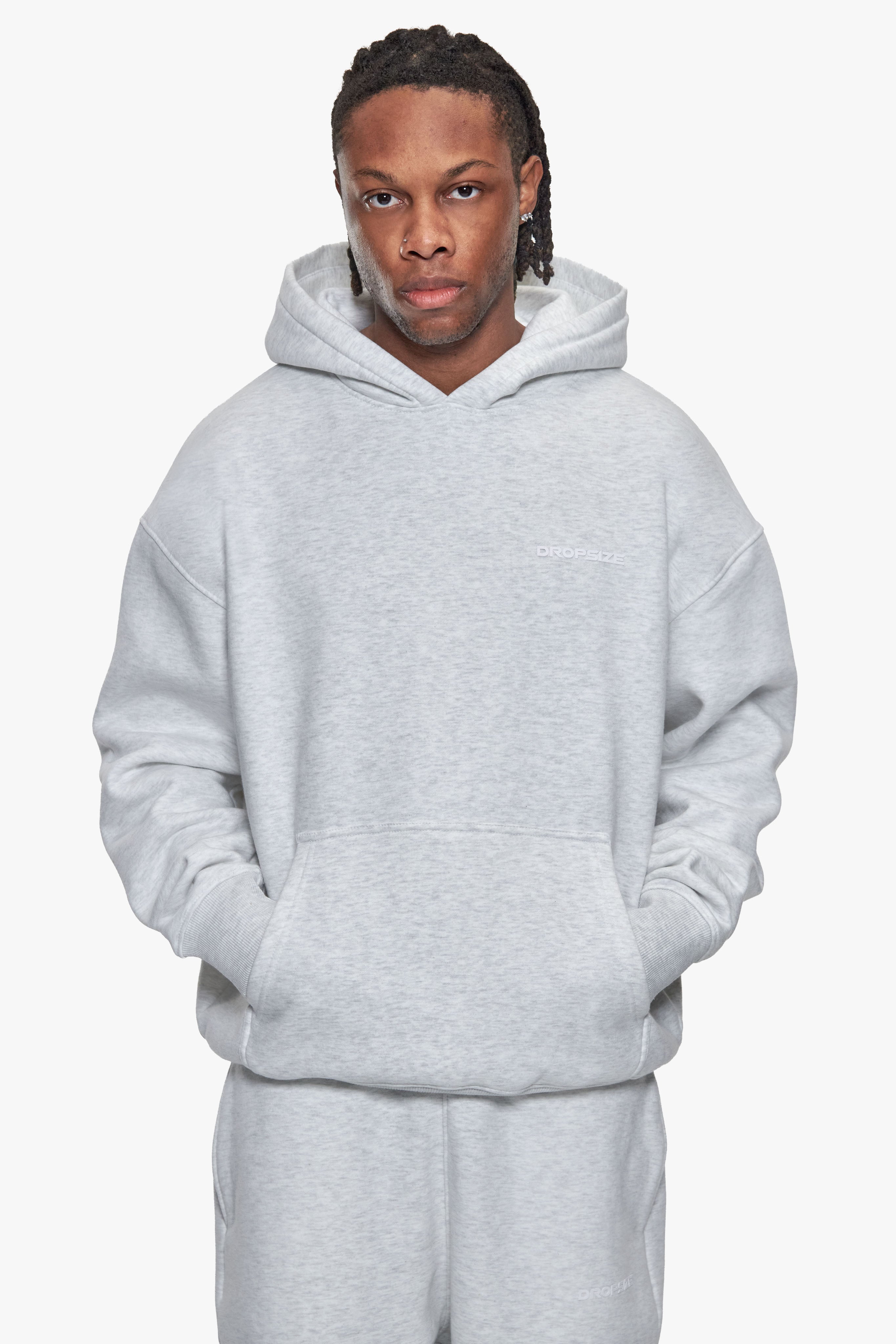 OVERSIZE HD PRINT HOODIE GREY MELANGE