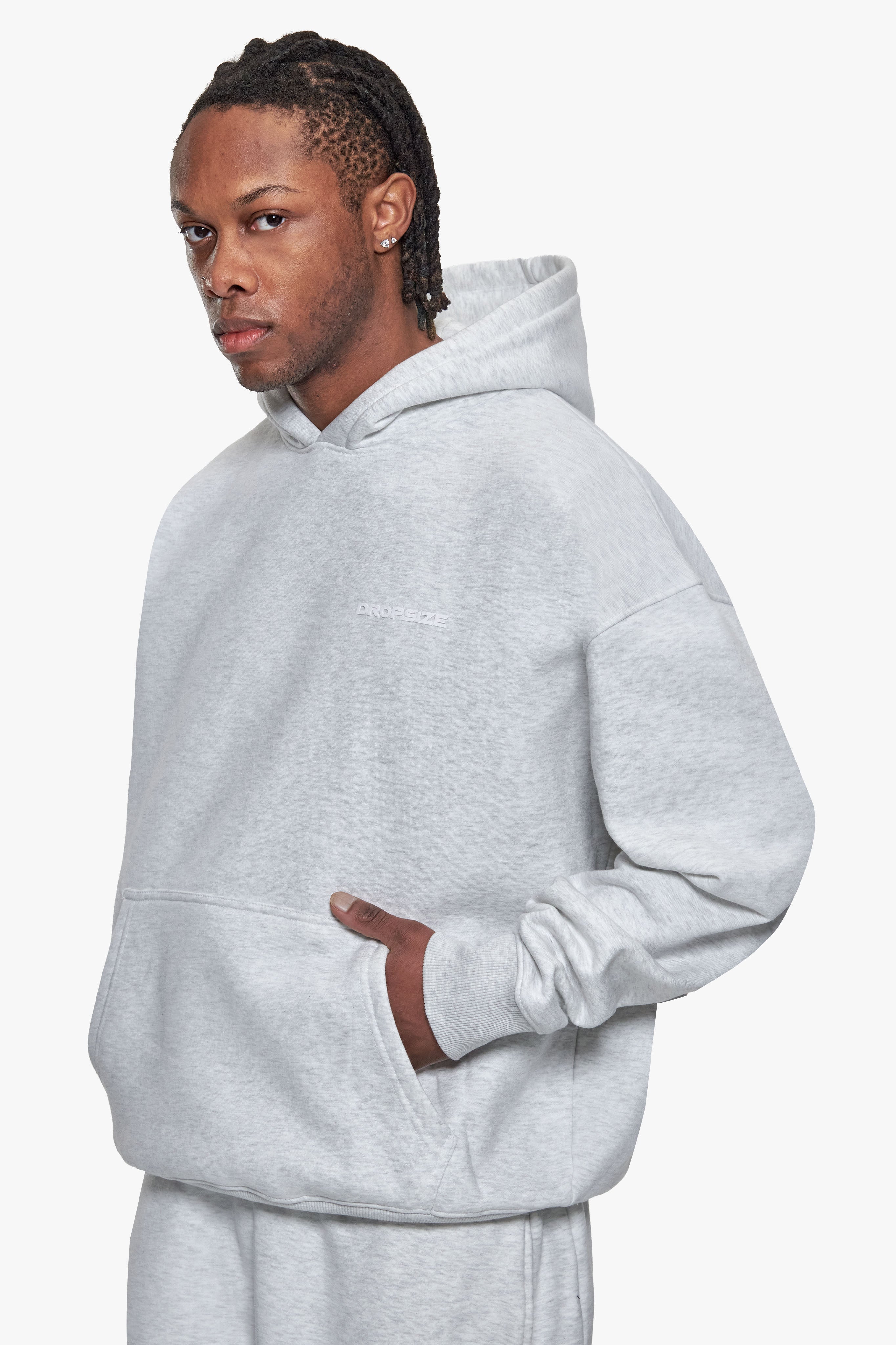 OVERSIZE HD PRINT HOODIE GREY MELANGE