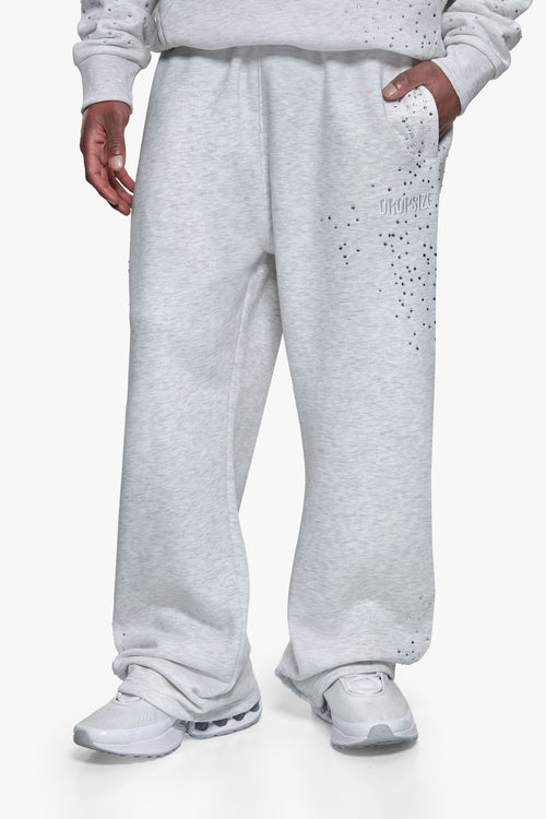 RHINESTONE OPEN LEG JOGGER GREY MELANGE