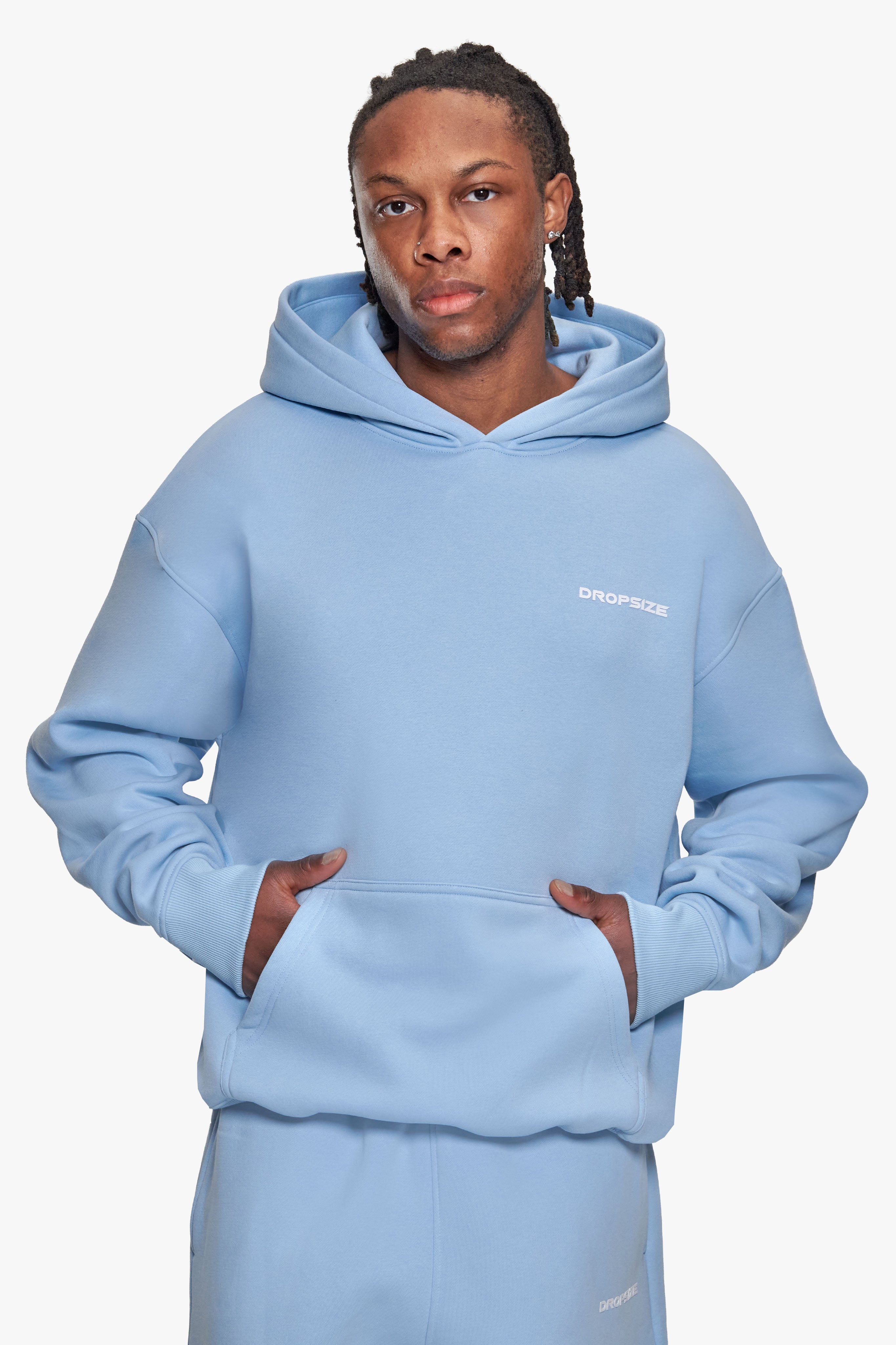 HEAVY OVERSIZE SLEEK LOGO HOODIE BABY BLUE