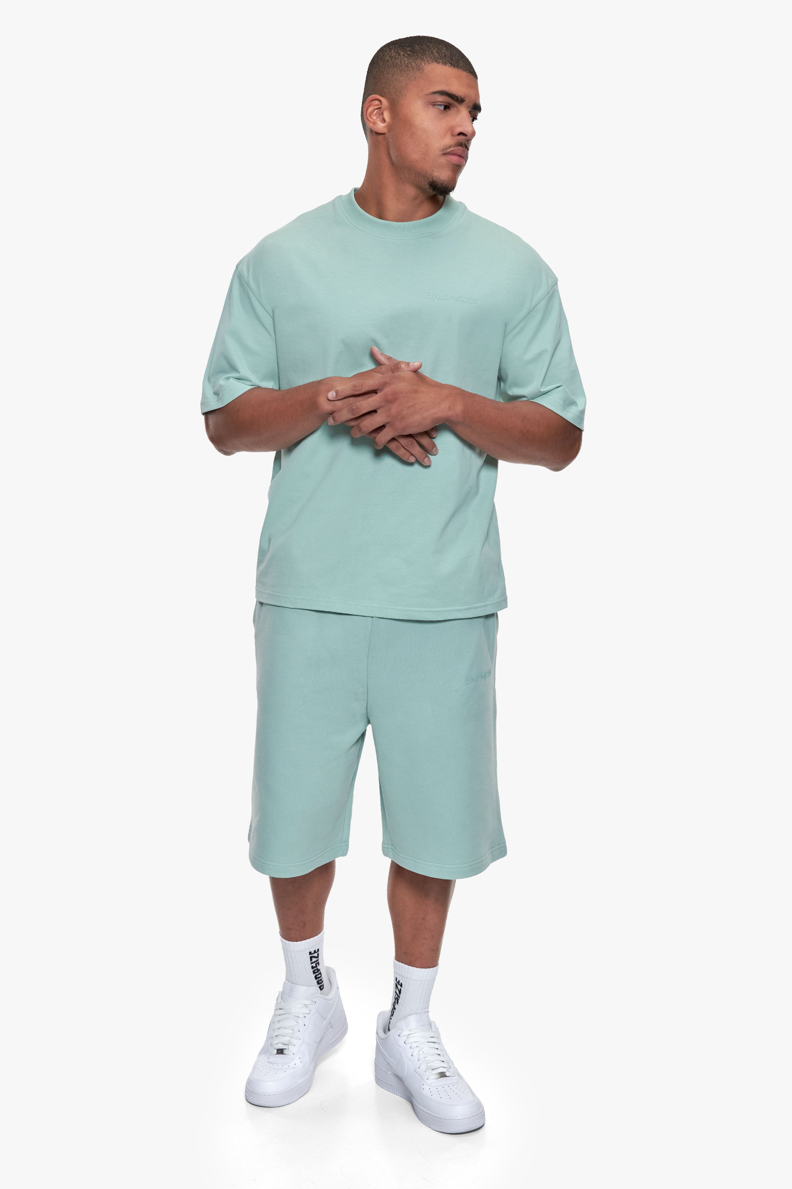 ESSENTIAL LOGO SWEAT SHORTS HARBOR GREY