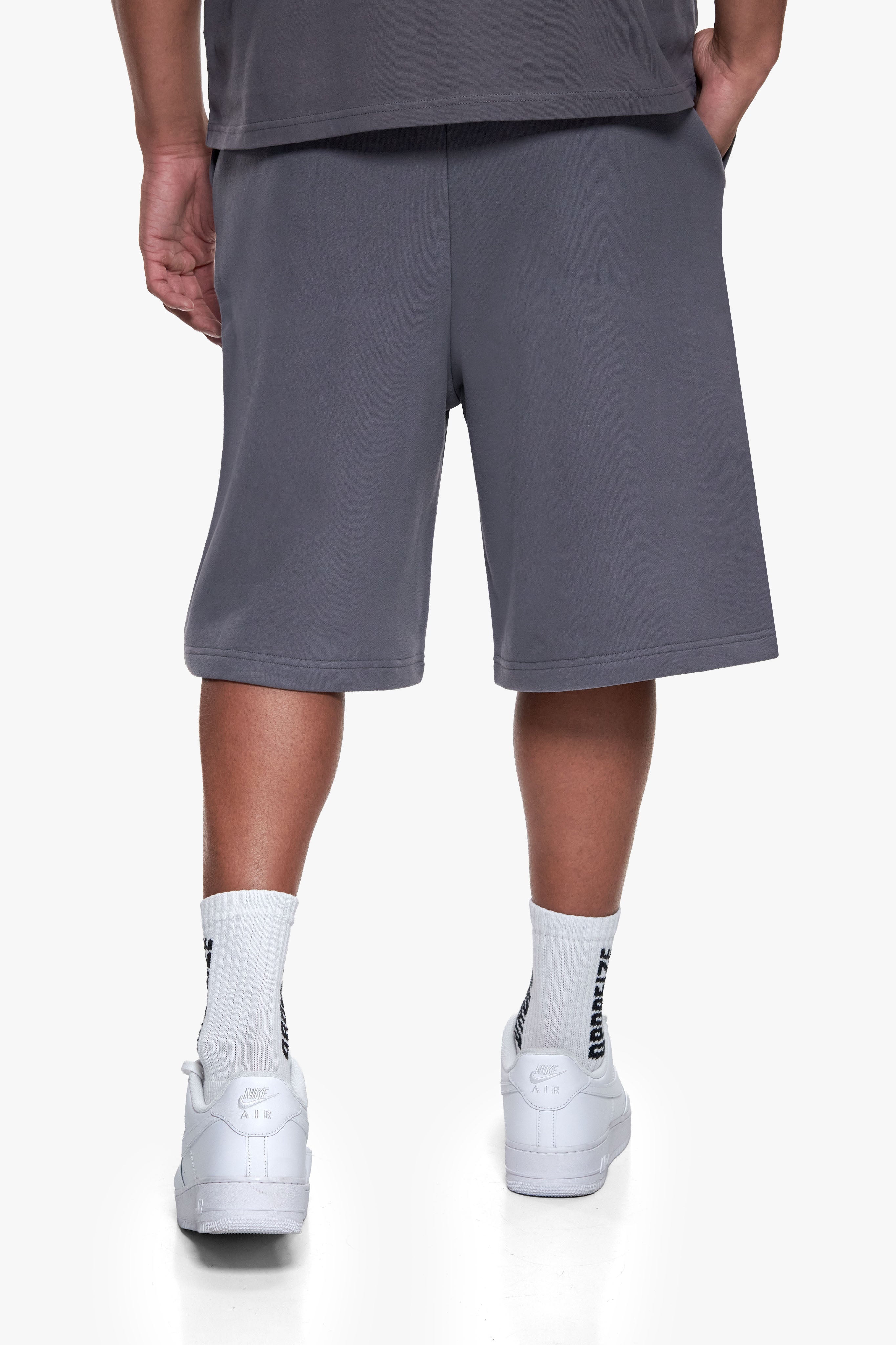 ESSENTIAL LOGO SWEAT SHORTS STEEL GREY