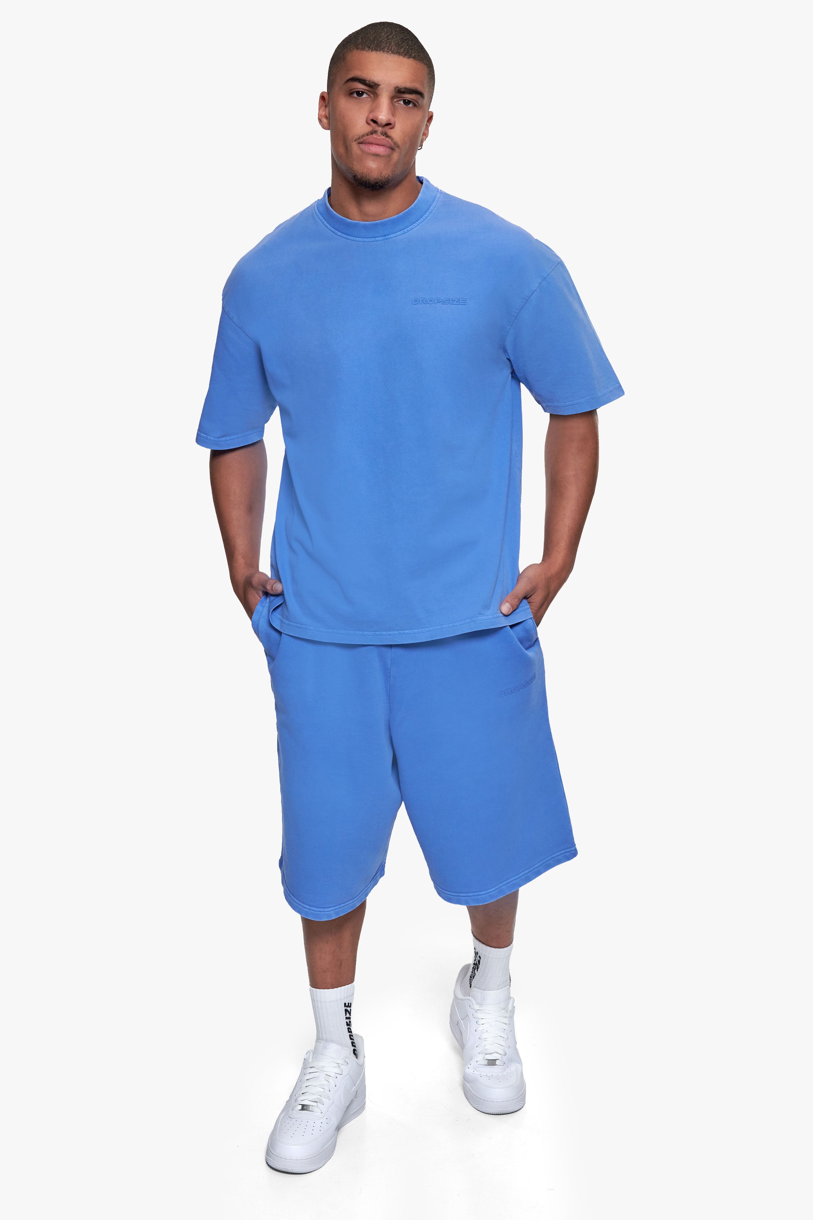 ESSENTIAL LOGO SWEAT SHORTS WASHED LIGHT BLUE