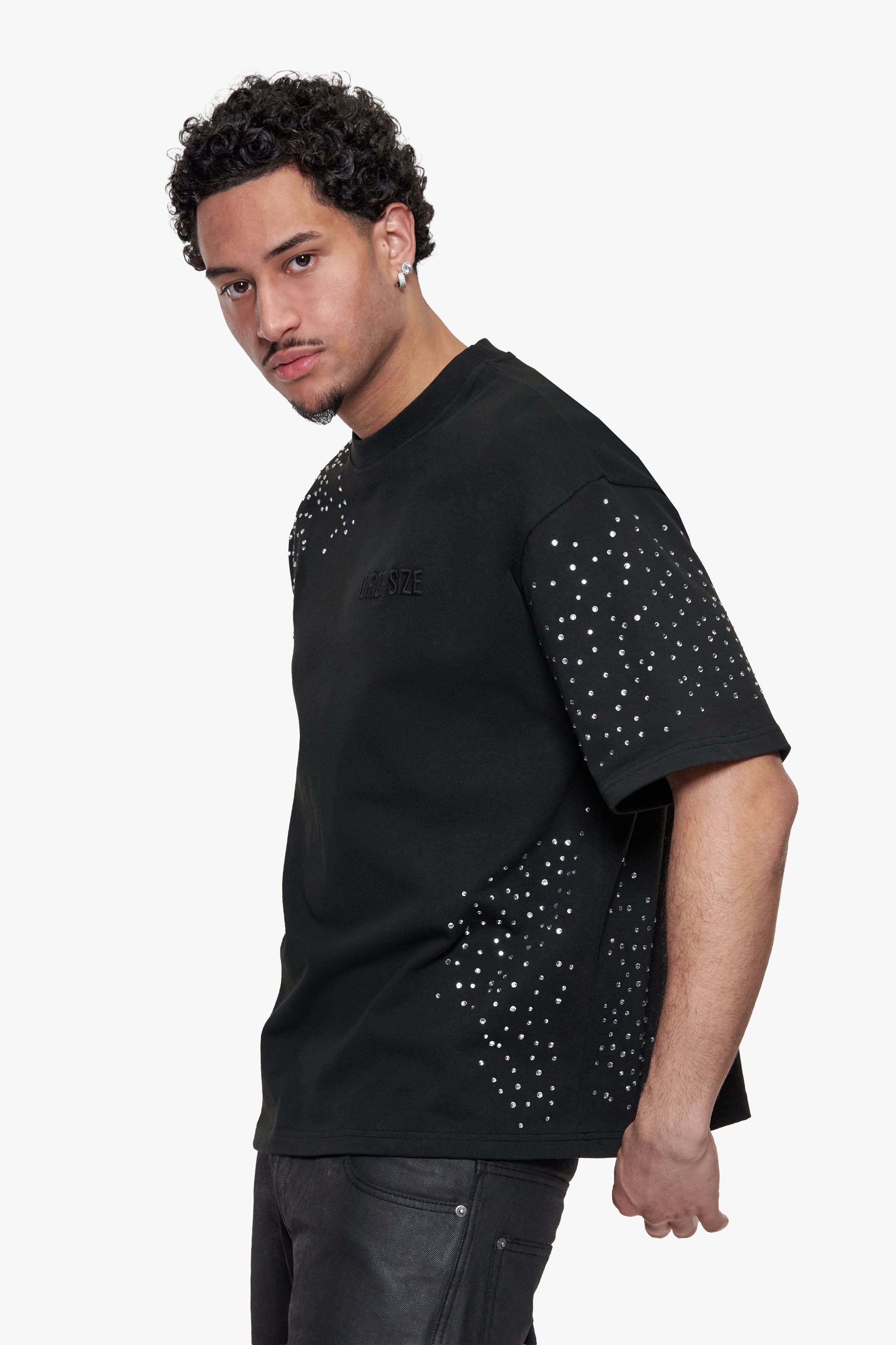 RHINESTONE T-SHIRT BLACK
