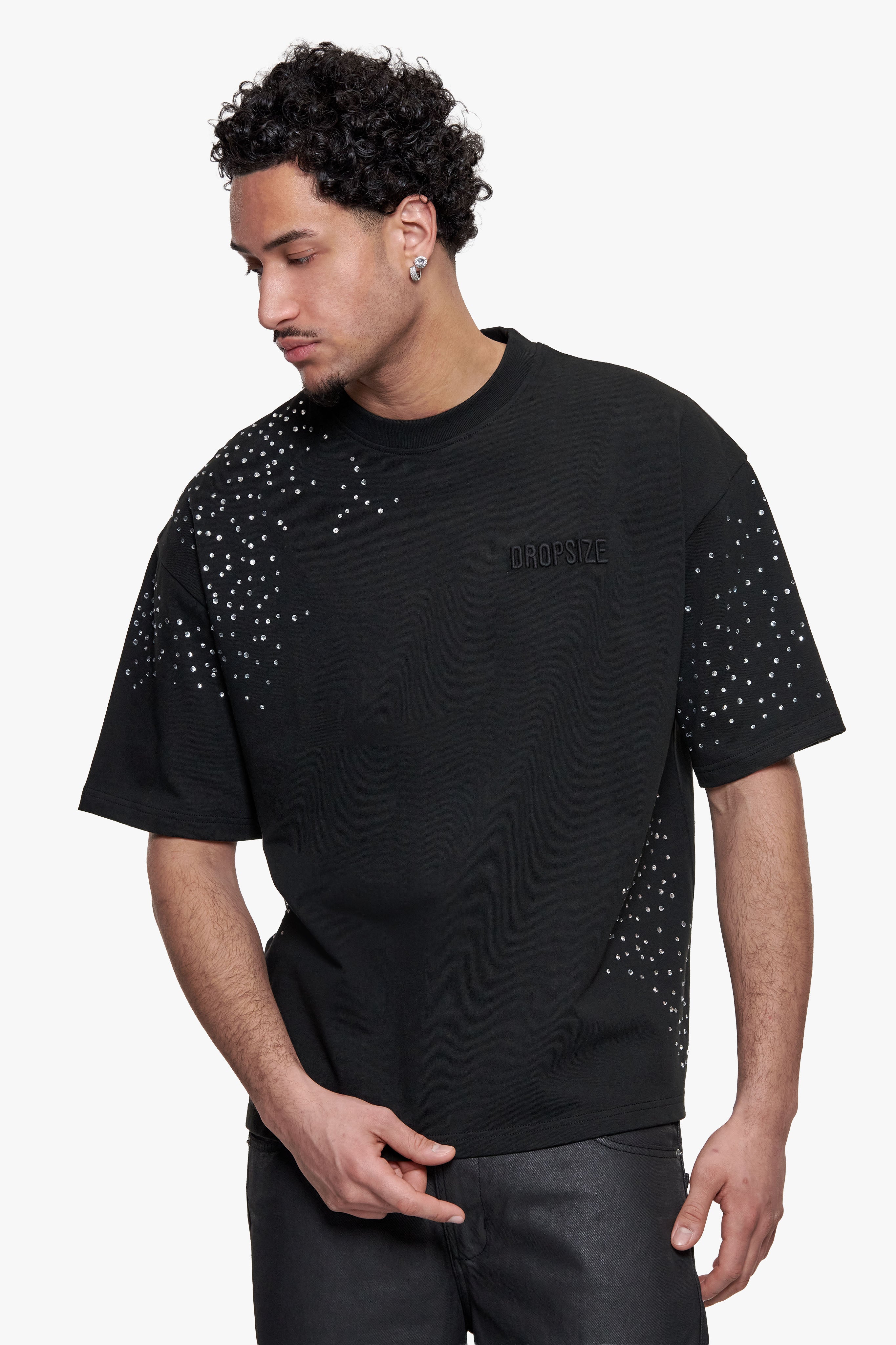 RHINESTONE T-SHIRT BLACK