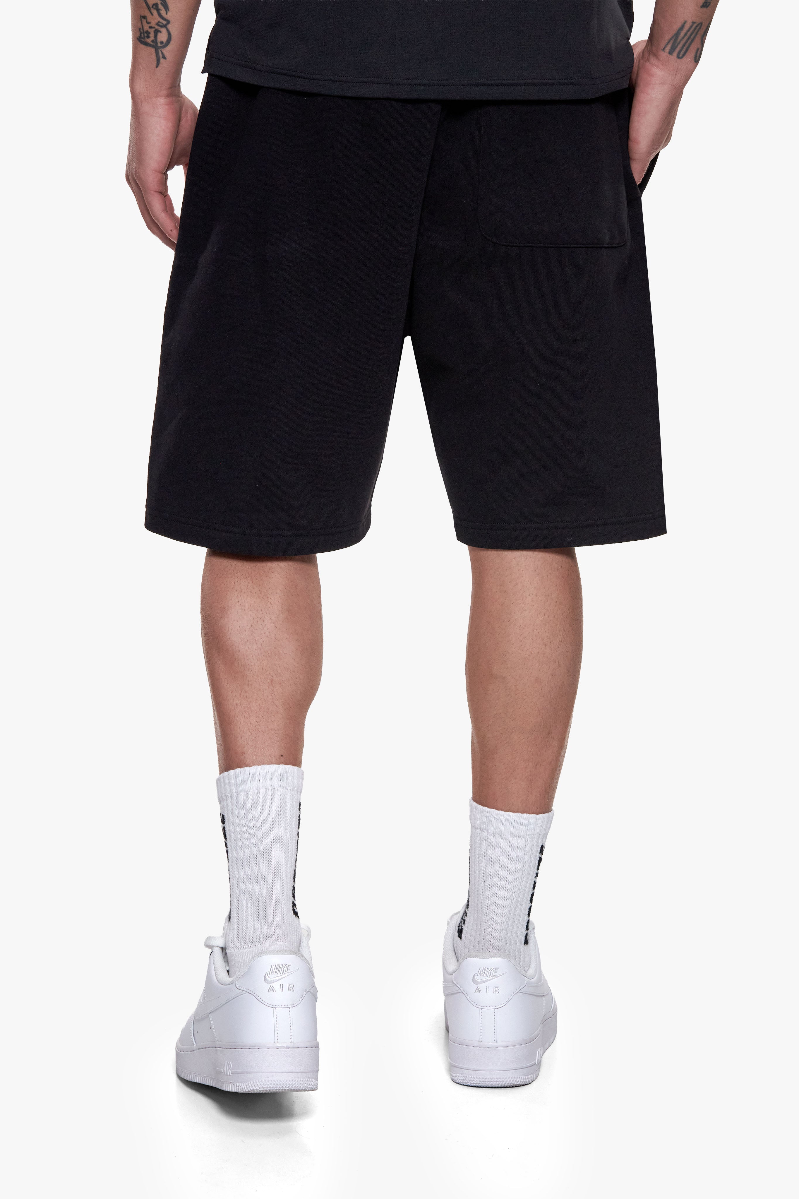 PINTUCK SWEAT SHORTS BLACK