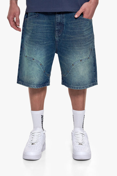 WESTERN JORTS WASHED DARK BLUE