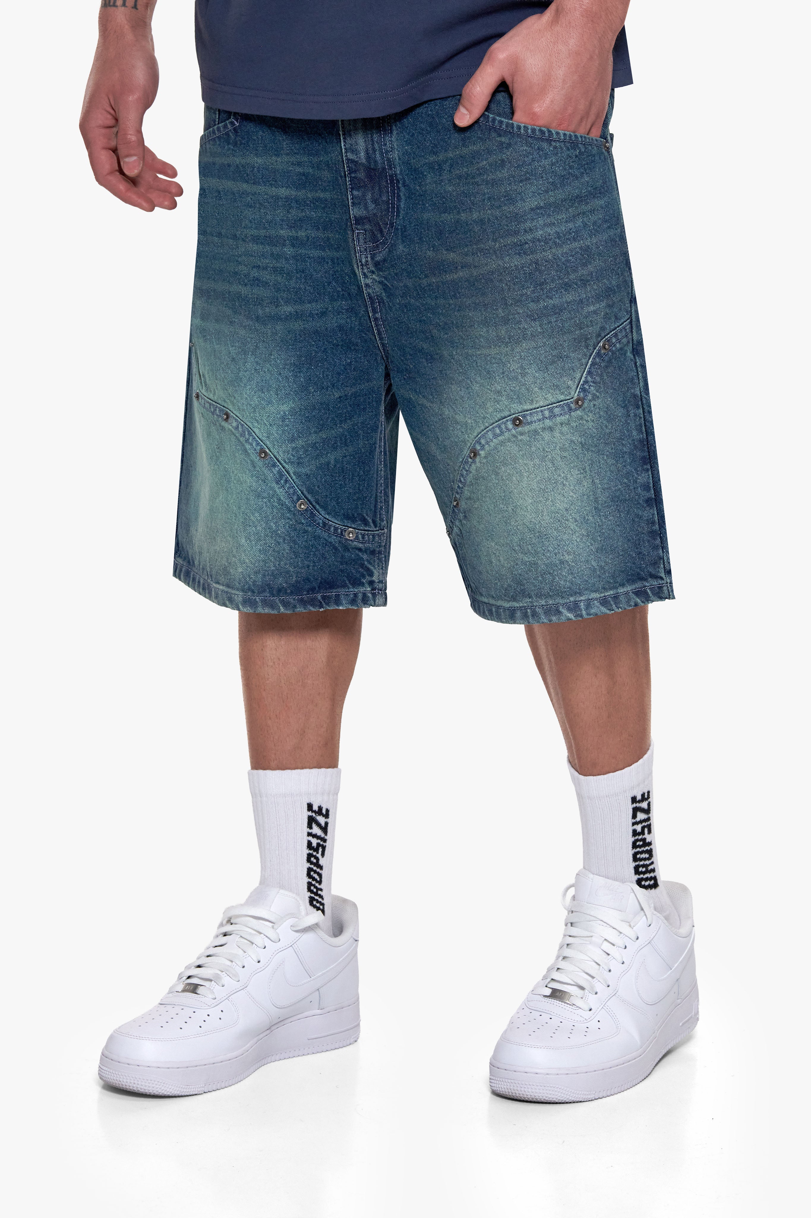 WESTERN JORTS WASHED BLUE