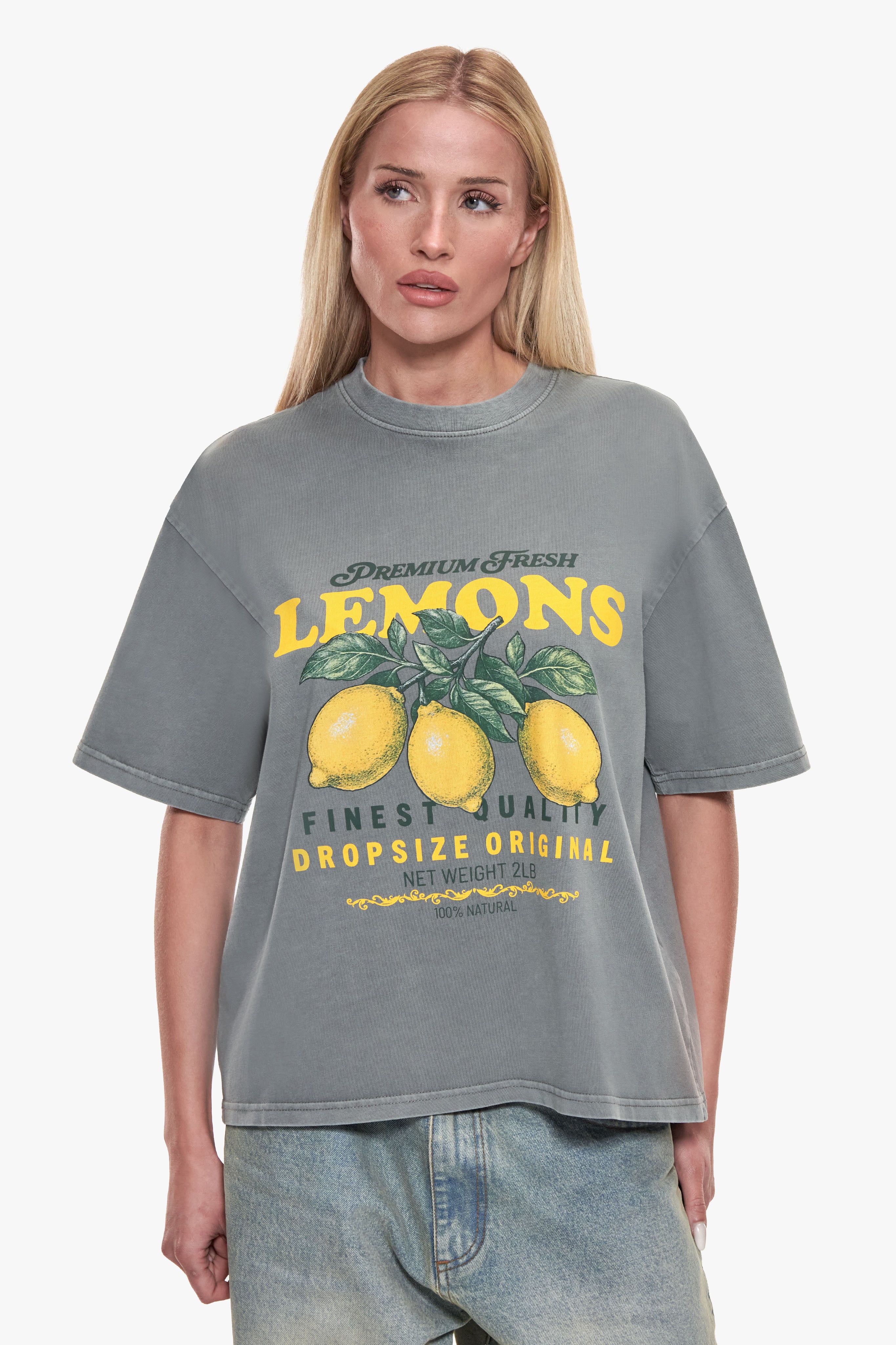 WOMEN LEMON T-SHIRT WASHED GREY