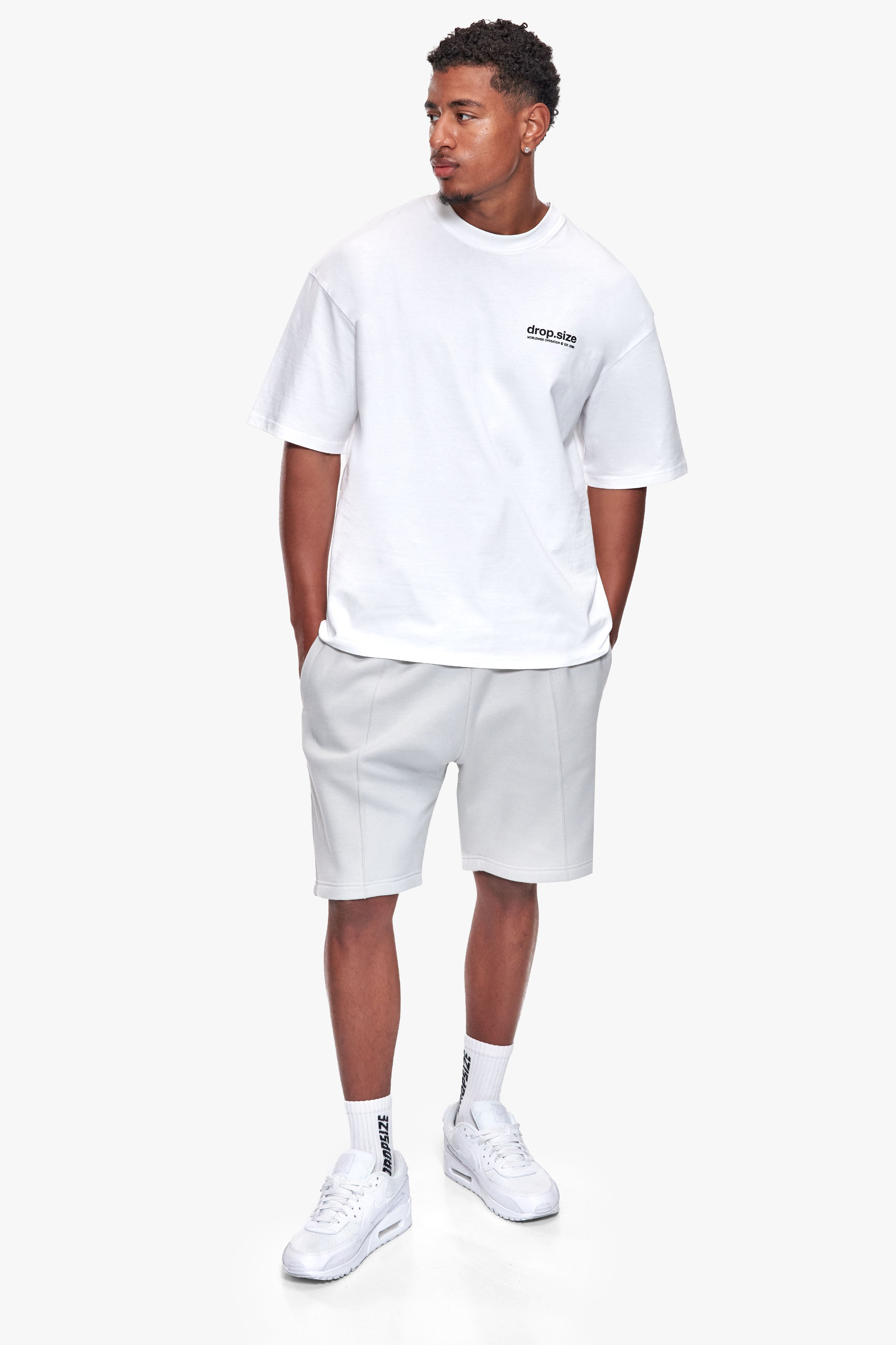 PINTUCK SWEAT SHORTS COLD LIGHT GREY
