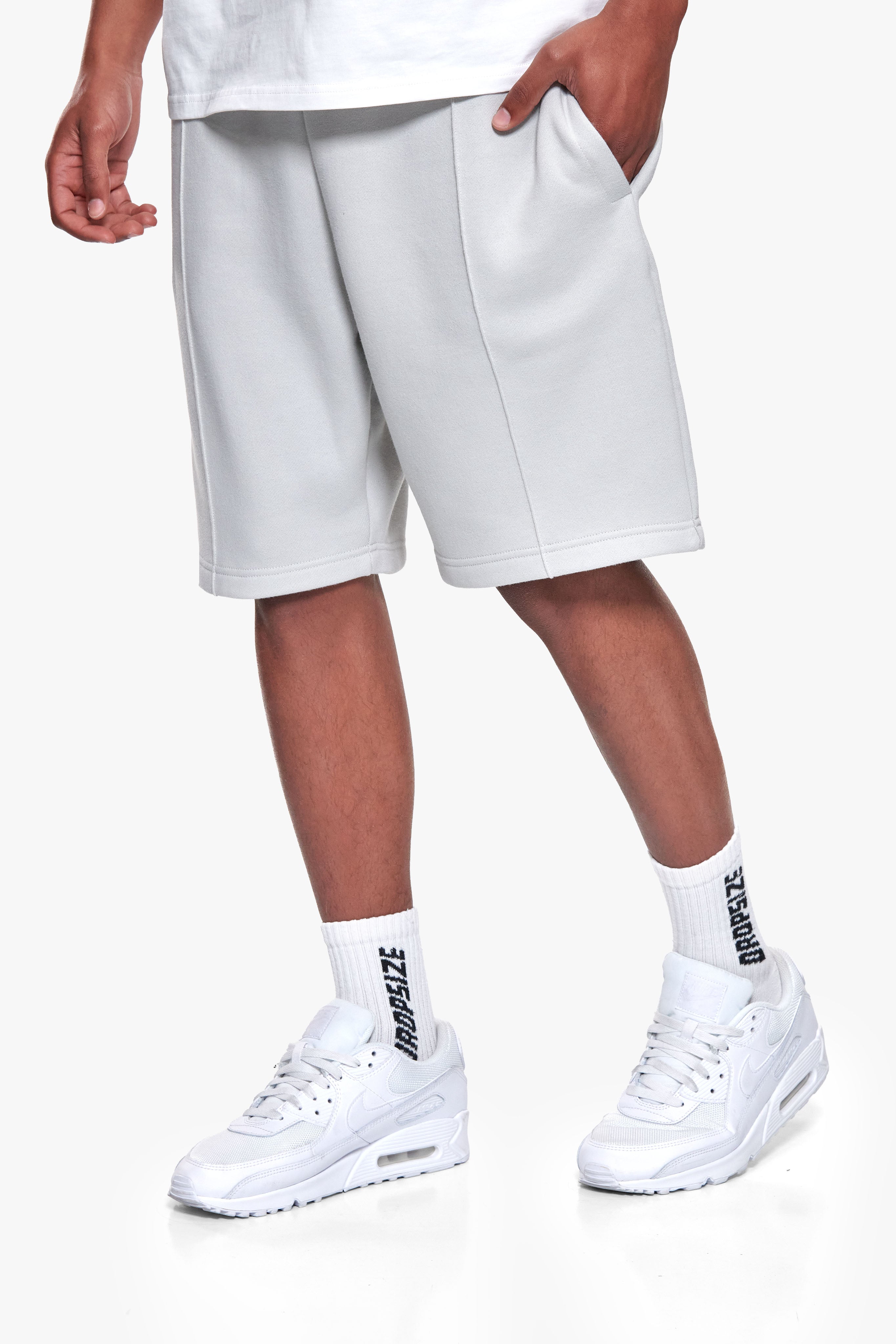 PINTUCK SWEAT SHORTS COLD LIGHT GREY