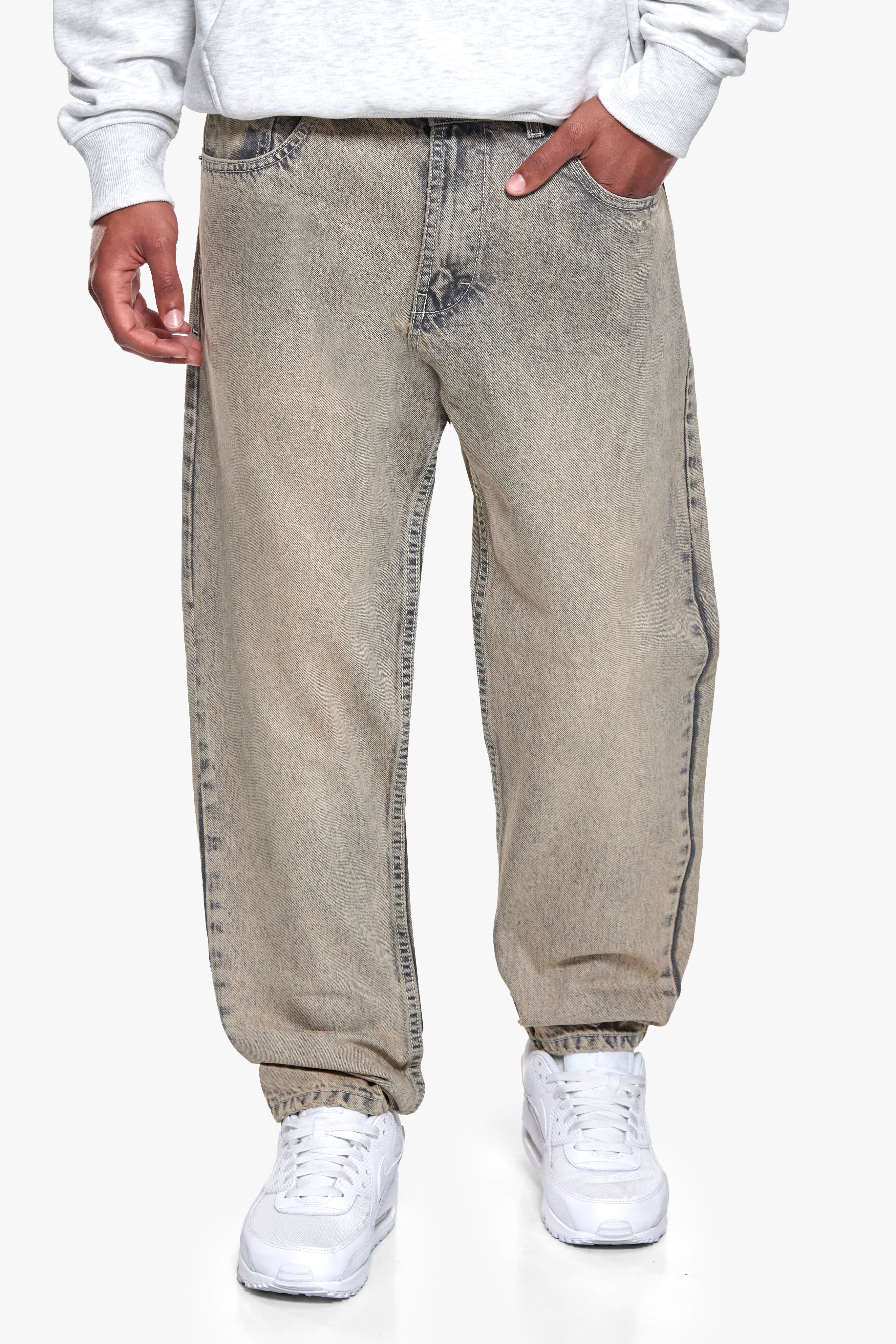 LOOSE FIT JEANS SAND WASHED BEIGE