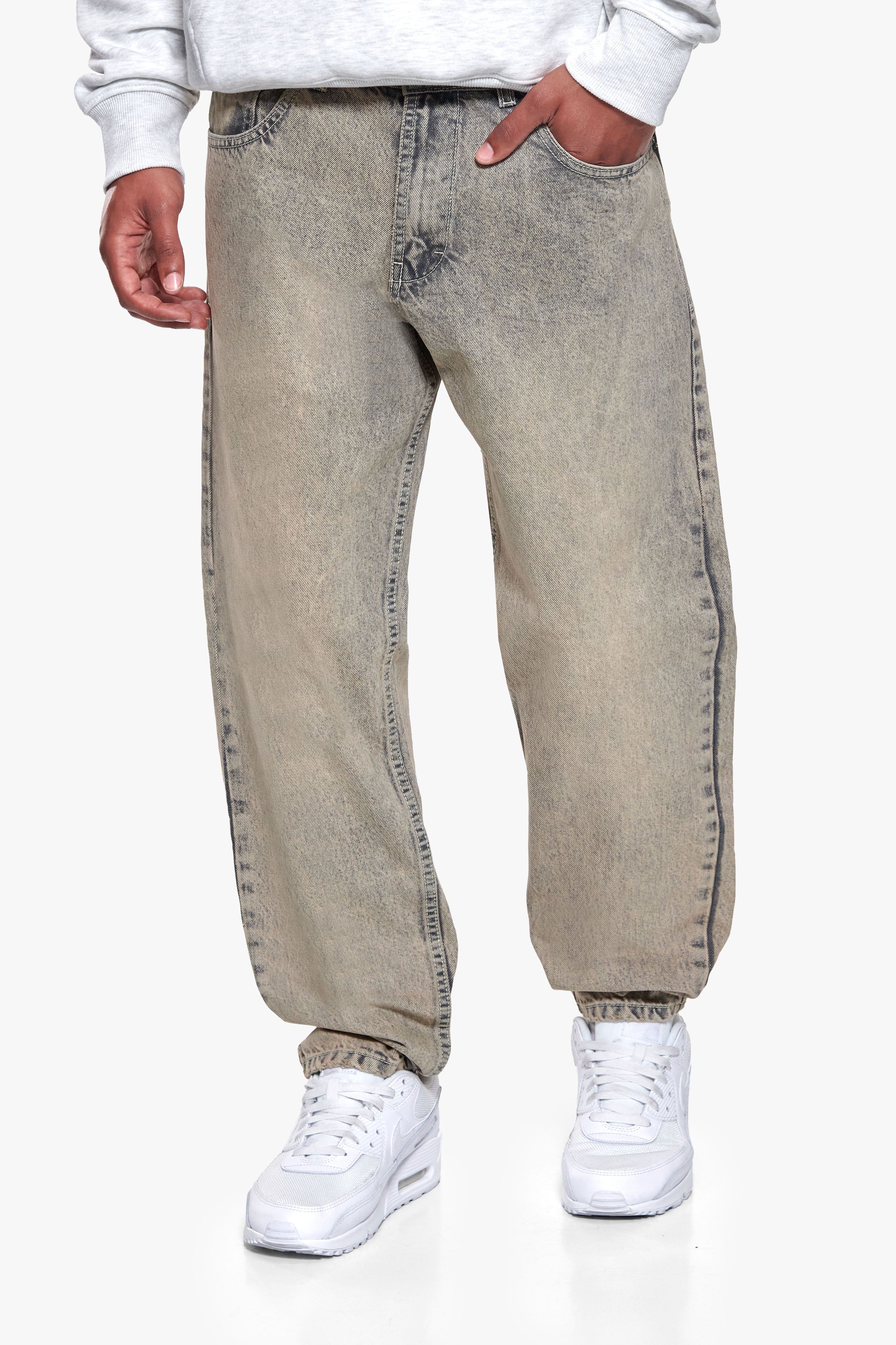 LOOSE FIT JEANS SAND WASHED BEIGE