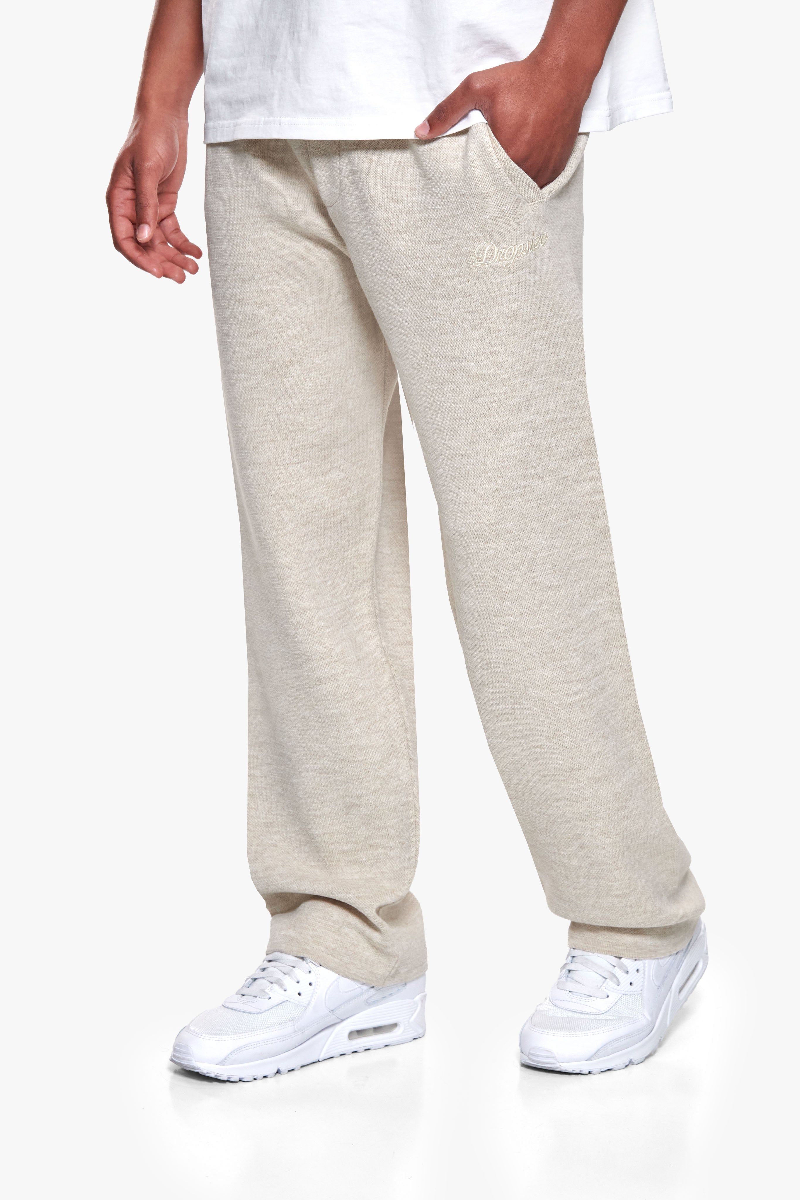 LIGHTWEIGHT KNIT JOGGER BEIGE MELANGE