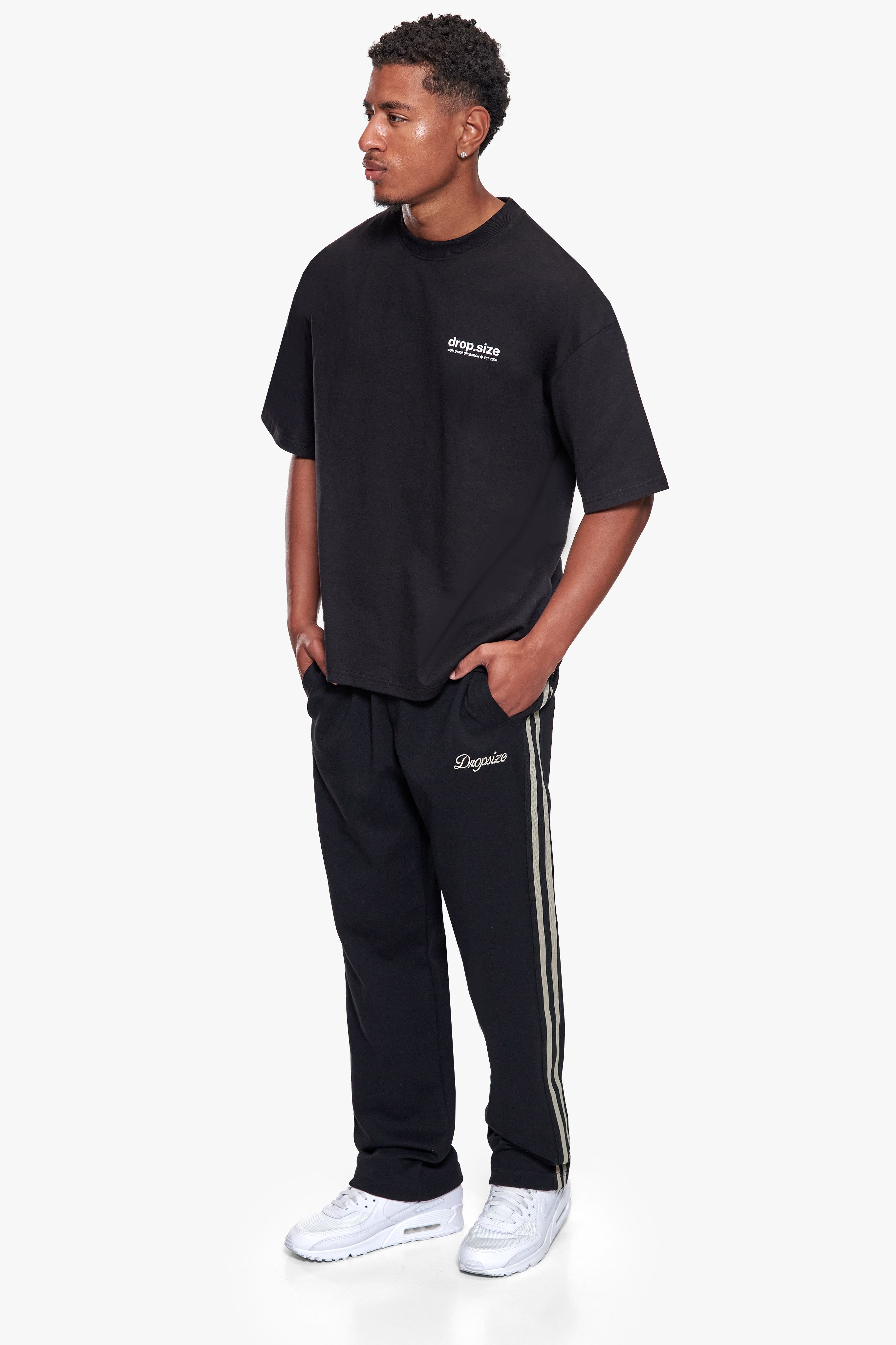 INTERLOCK SIDESTRIPE JOGGER BLACK