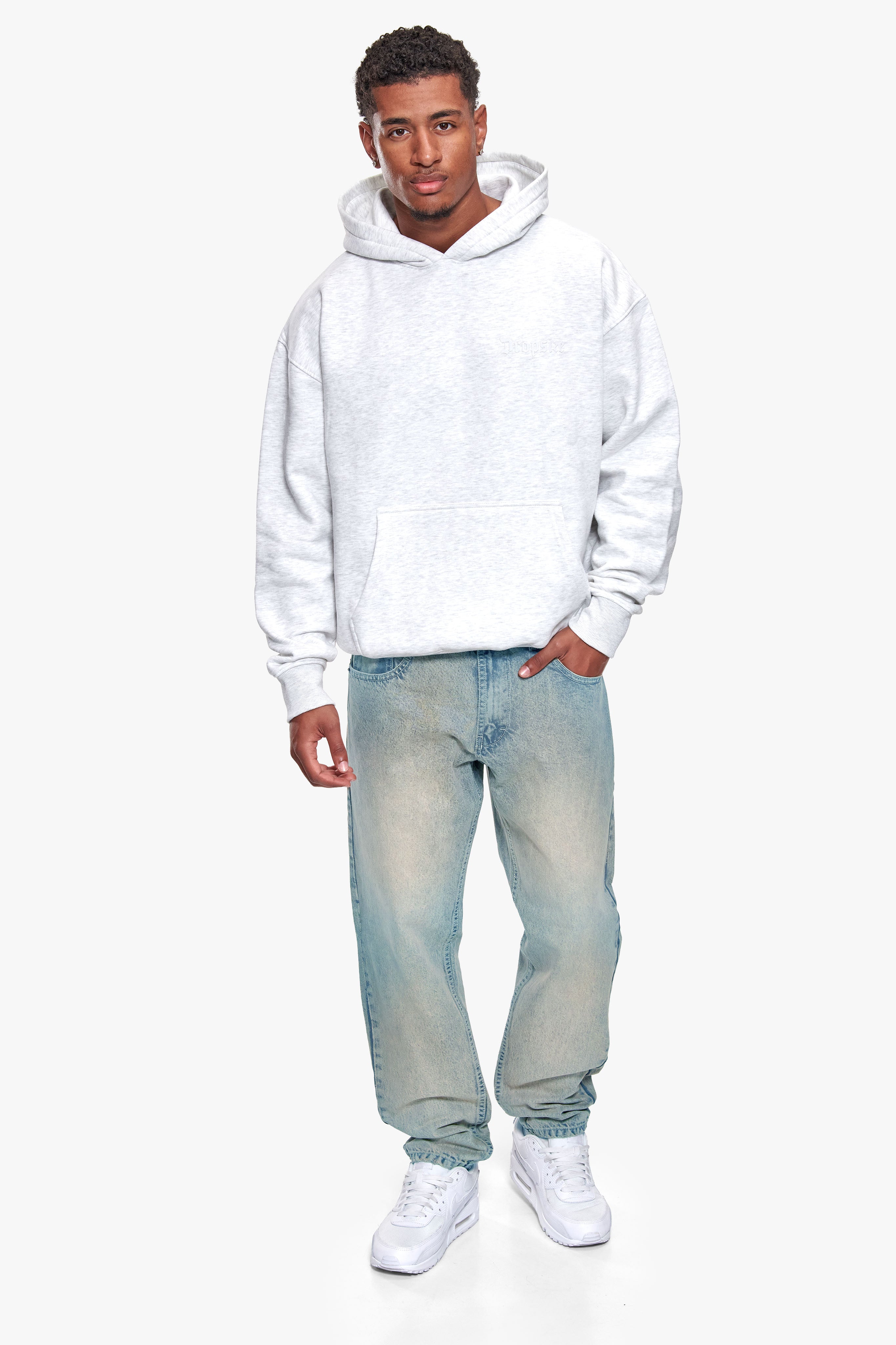 LOOSE FIT JEANS SAND WASHED BLUE