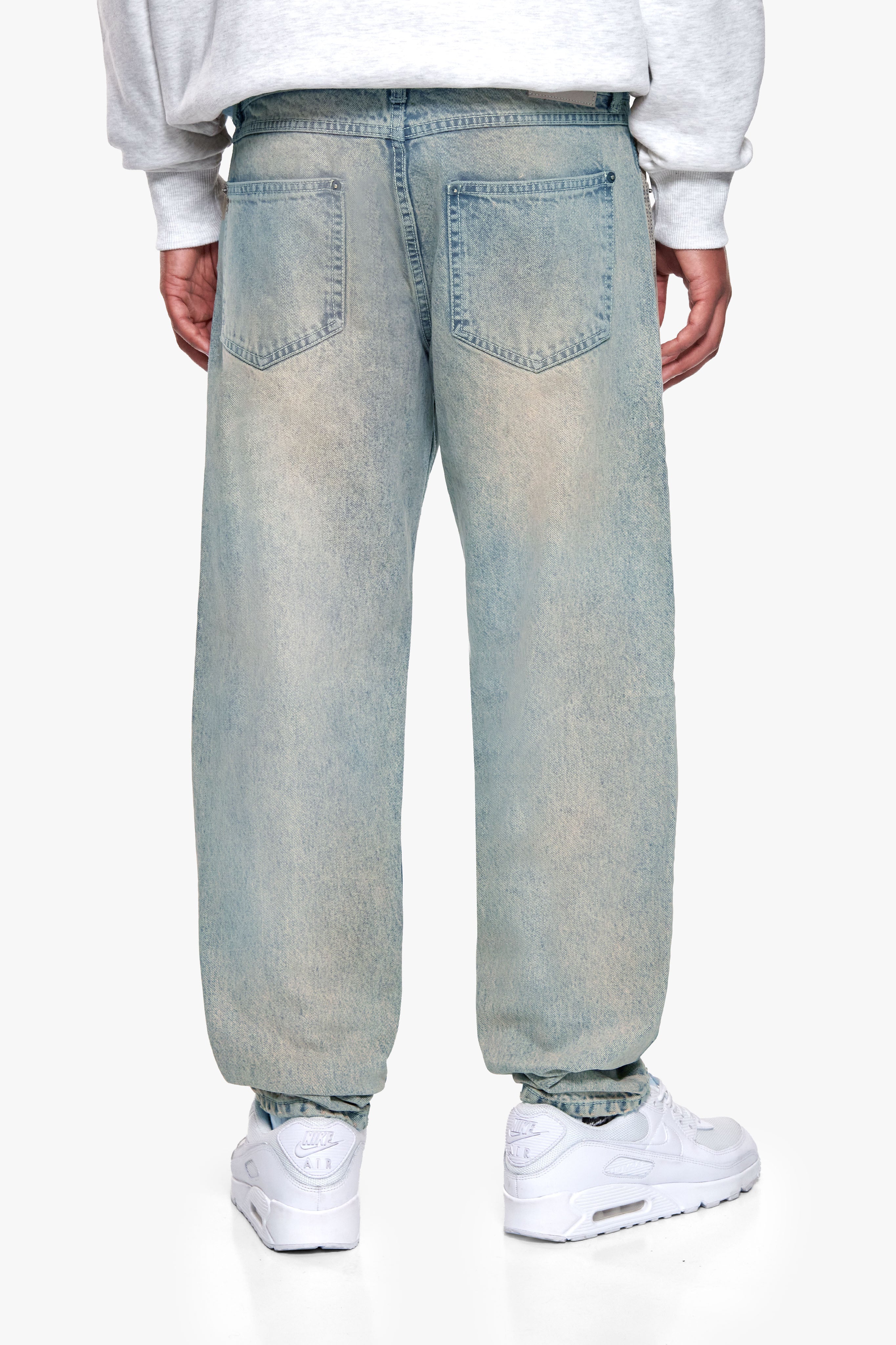 LOOSE FIT JEANS SAND WASHED BLUE