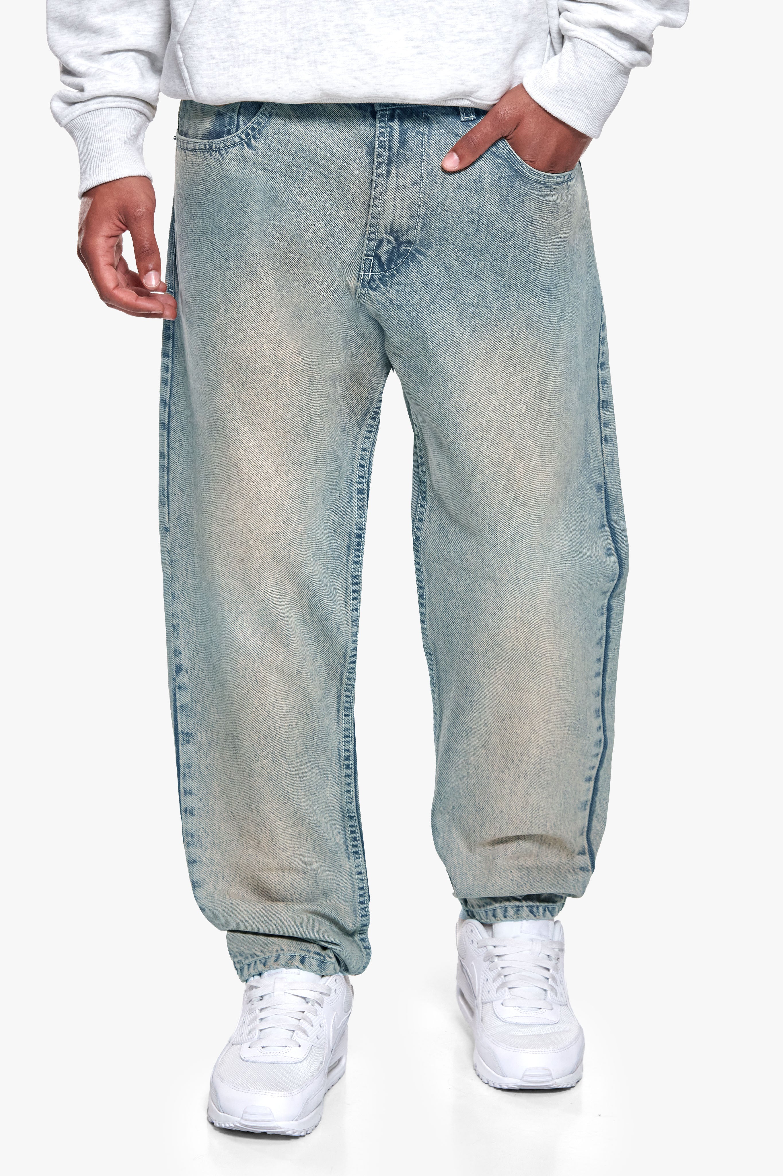 LOOSE FIT JEANS SAND WASHED BLUE