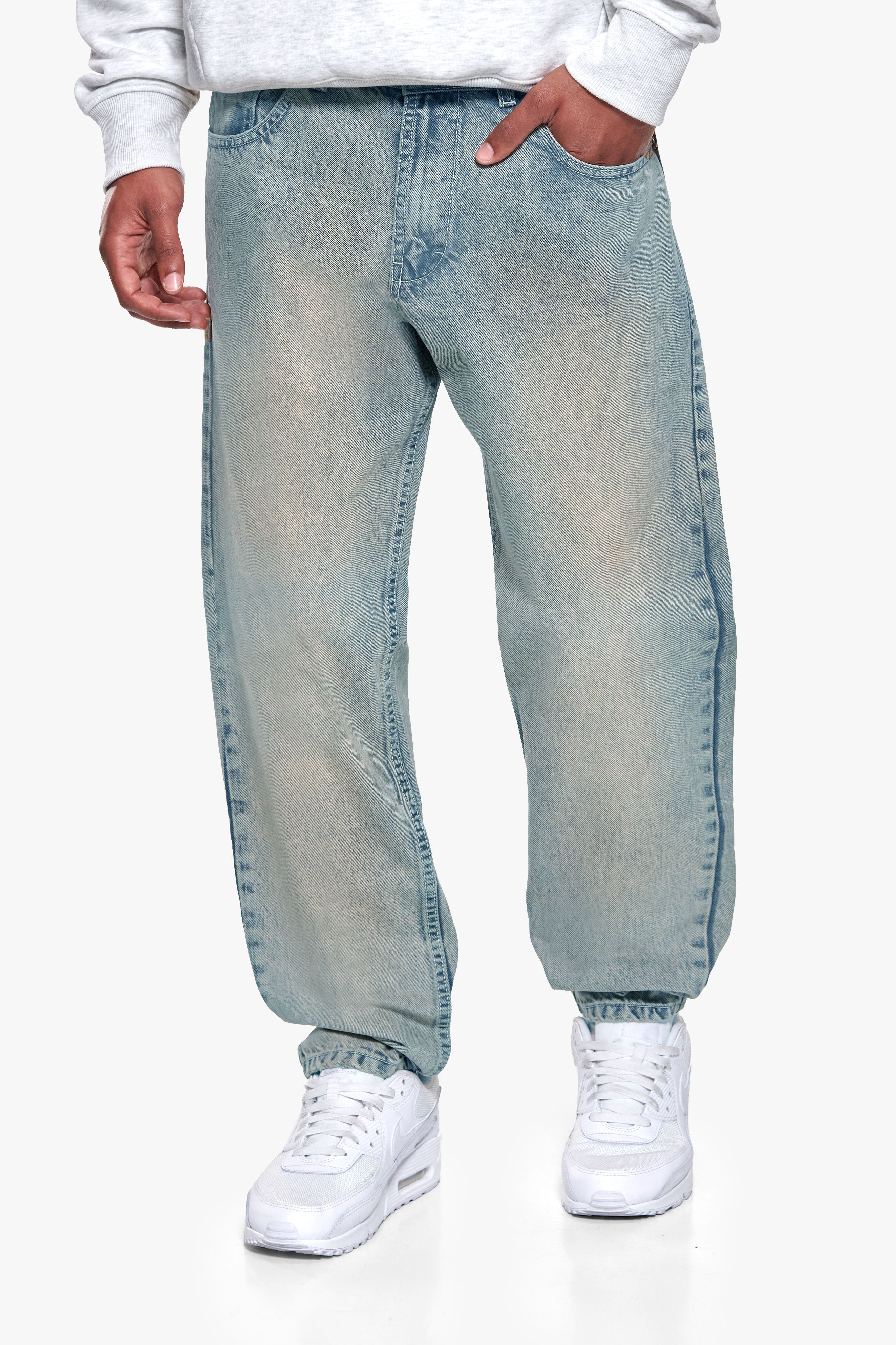 LOOSE FIT JEANS SAND WASHED BLUE