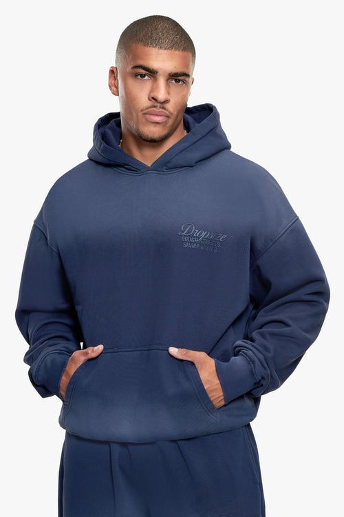 DESTROY HOODIE SPRAY WASHED SPACE BLUE