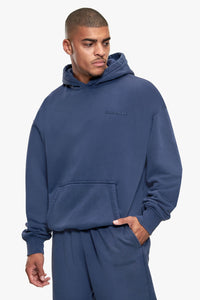 LOGO HOODIE ACID WASHED SPACE BLUE