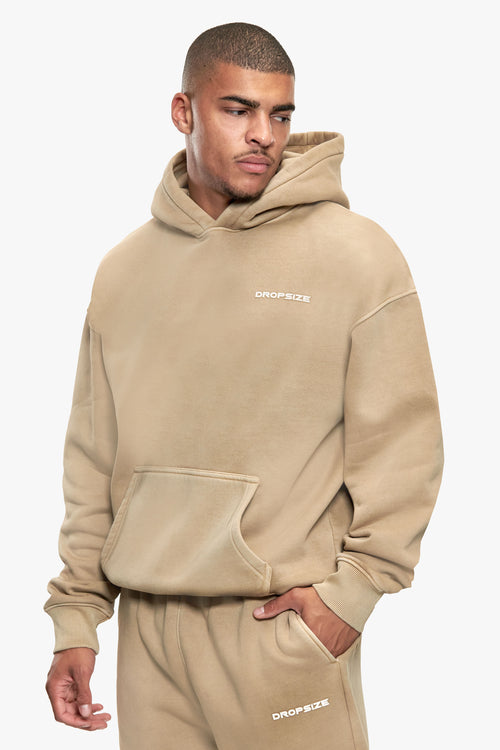 BASIC HOODIE WASHED BEIGE