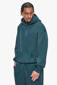 BASIC HOODIE WASHED DARK GREEN