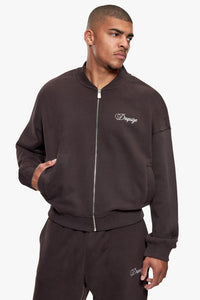 BOMBER ZIPPER JACKET CHOCOLATE BROWN