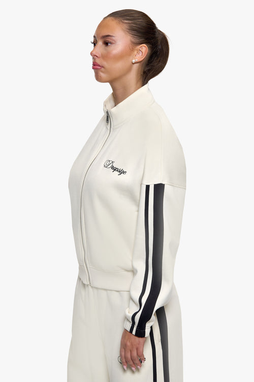 WOMEN SIDESTRIPE ZIP JACKET CREAM WHITE