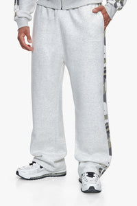 CONTRAST CAMO ZIP HOODIE GREY MELANGE