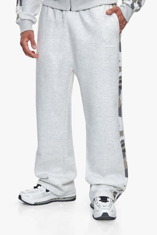 CONTRAST CAMO ZIP HOODIE GREY MELANGE