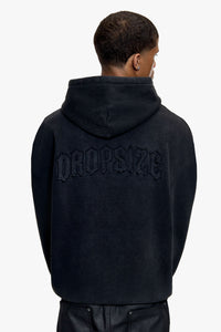 SELF FABRIC PATCH HOODIE ACID WASHED BLACK