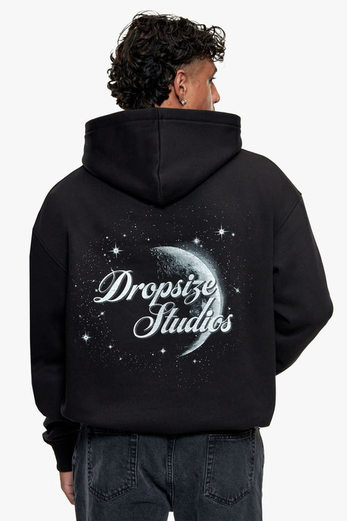 MOON PRINT HOODIE WITH RHINESTONES BLACK