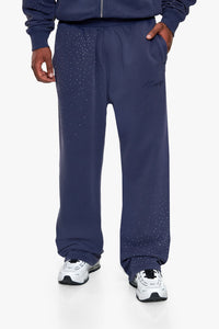 RHINESTONE OPEN LEG JOGGER WASHED SPACE BLUE