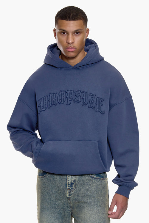 LOGO PATCH HOODIE WASHED SPACE  BLUE