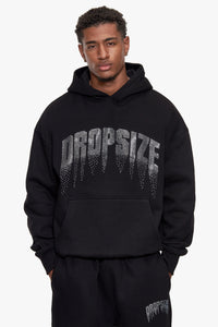 RHINESTONE FADE OUT LOGO HOODIE BLACK