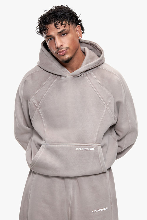 SEAMLINE HOODIE WASHED BEIGE
