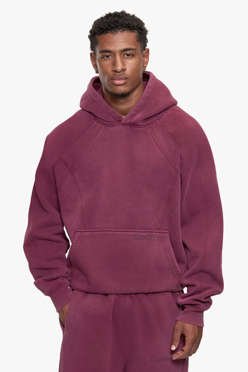 SEAMLINE HOODIE WASHED CRANBERRY RED