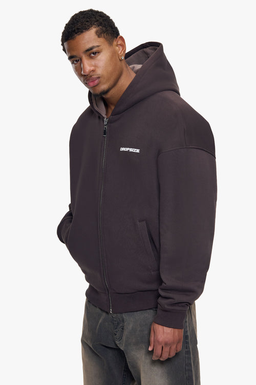REVERSIBLE ZIP HOODIE BROWN CHOCOLATE