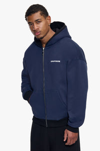 REVERSIBLE ZIP HOODIE BLUE BLACK