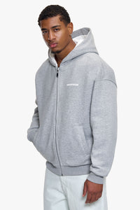 REVERSIBLE ZIP HOODIE WHITE GREY MELANGE