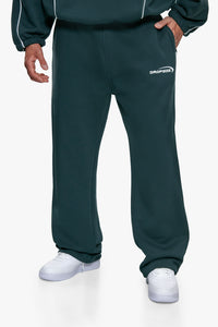PIPING OPEN LEG JOGGER MOSS GREEN